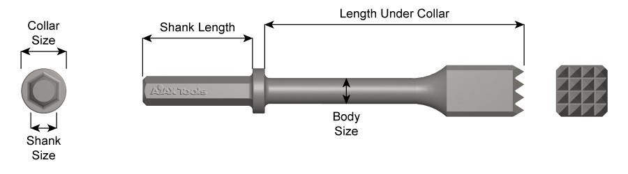 1" X 4-1/4" Shank, Paving Breaker Chisel, Bush Tool, 20010