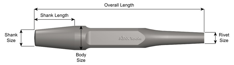 Standard Shank, Rivet Buster, Back Out Punch, Rivet Size 1", 9" Long 228