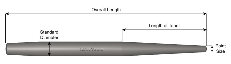 11/16" Diameter, Single End Drift Pin, 5/16" Point Size, 6" Long 603