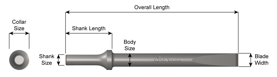 .401 Shank, Flat Chisel,1/2" Blade Width,  6-1/2" Long 910-1/2