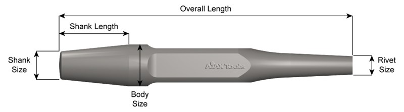 Standard Shank, Rivet Buster, Back Out Punch, Rivet Size 1", 9" Long 228