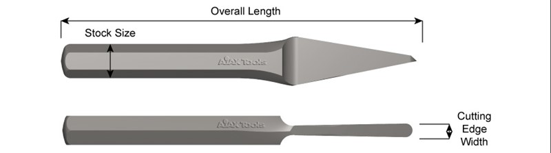 Hand Round Nose Chisel, 3/4" Stock, 8" Long, 3/8"  Edge Width 535