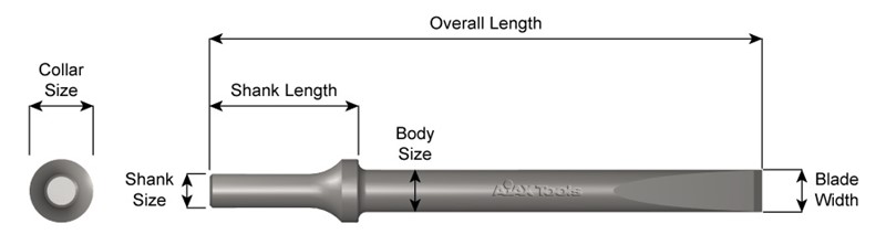 .401 Shank, Flat Chisel,1/2" Blade Width,  6-1/2" Long 910-1/2